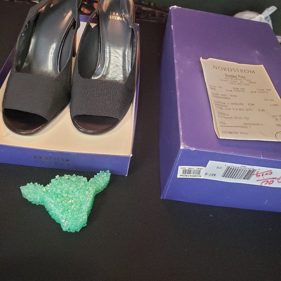 Stuart Weitzman Womens 7.5 Black Elastic "Trans" shoe - Picture 2 of 9